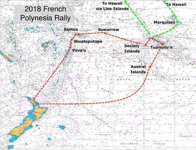 2018 Doyle French Polynesia Rally - Route map © Island Cruising Association New Zealand